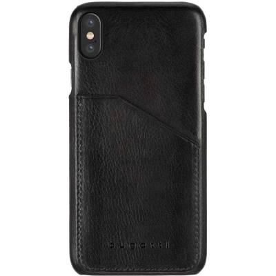 Bugatti Londra Full Grain Case - кожен (естесвена кожа) кейс с джоб за кредитна карта за iPhone XS, iPhone X (черен)