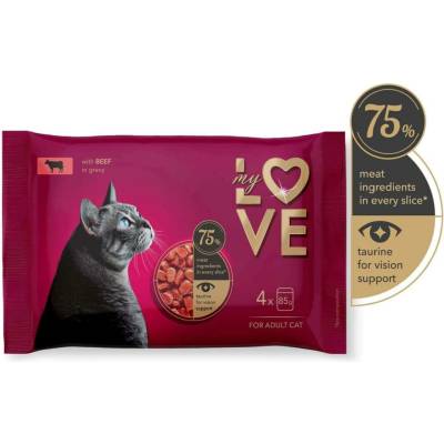 My Love adult cat s hovězím v omáčce 4 x 85 g