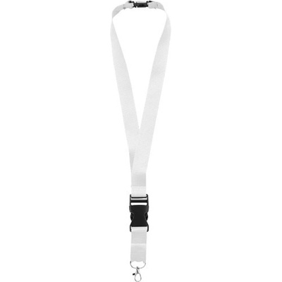 Snúrka na krk Lanyard Yogi s odopínacou prackou a rozopínacou poistkou Biela