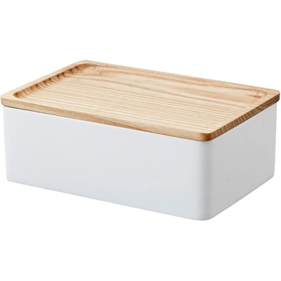 Yamazaki úložný box s vekom 18.5 x 12.5 x 7 cm biely