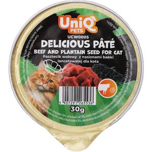 Uniq Pets UniQ Delicious Pate beef & psyllium - фин пастет с говеждо и псилиум, 30gr