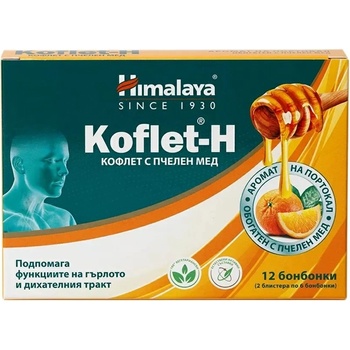 Himalaya Кофлет с пчелен мед за гърло, портокал, 12 бонбона, Himalaya