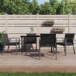 vidaXL Градински стол с възглавници 4 бр черни 56, 5x57x83 см полиратан (3187079)
