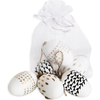 Velikonoční vajíčka bílá s potiskem 6cm, 6 ks