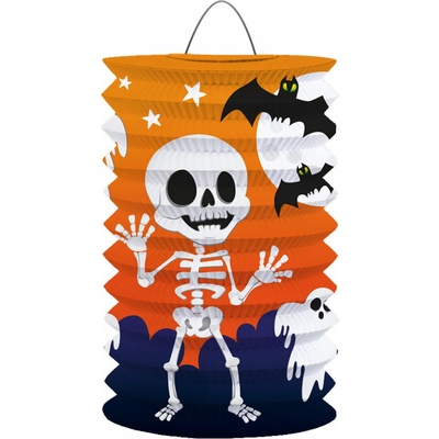 Lampion 15cm válec HALLOWEEN kostlivec LUMA