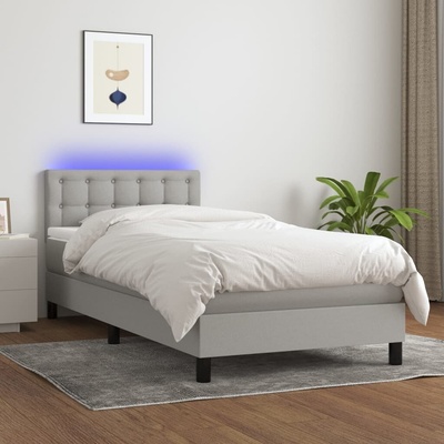 vidaXL 3133440 Boxspring postel s matrací a LED textil / barva světle šedá