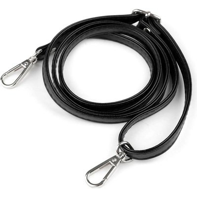 Koženkový popruh / ucho na kabelku s karabinami šíře 1 cm černá 1 ks