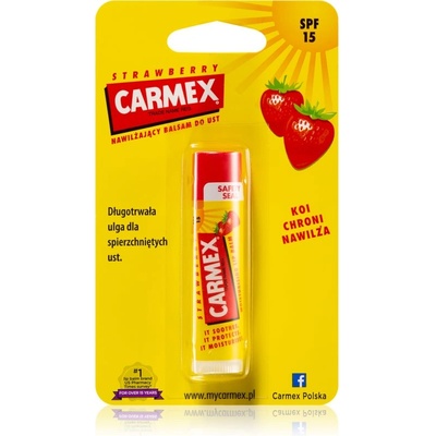 Carmex Strawberry хидратиращ балсам за устни в тубичка SPF 15 4.25 гр