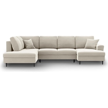 Cosmopolitan Design Бежов кадифен разтегателен ъглов диван с място за съхранение (ляв ъгъл/U форма) Kyoto - Cosmopolitan Design (COS_ULF_2_F1_KYOTO1)