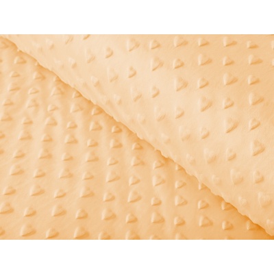 Dětská látka Minky 3D srdíčka MKS-007 Světle meruňková - šířka 150 cm