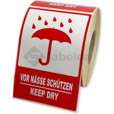 Labelea Samolepiace etikety 80x120 mm VOR NÄSSE SCHÜTZEN / KEEP DRY, na zásielky, 500 etikiet na rolke EKZ080120UVSNS