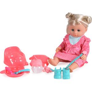 Moni Пишкаща музикална кукла Moni Toys - 36 cm, Розова (109296)