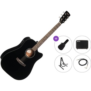 Cort EARTH 60CE Premium SET Black Gloss Електро-акустична китара Дреднаут