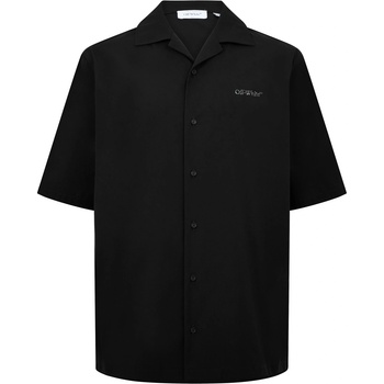 OFF WHITE Риза с къс ръкав OFF WHITE Men's Short Sleeve Bowling Shirt - Black 0001
