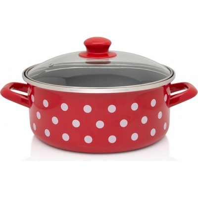 Metalac Červený puntík Kastrol se skl. poklicí 24 cm 4,75 l černý vnitřek