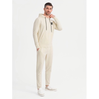 Ombre Clothing Мъжки суитшърт с качулка + долнище - кремав Ombre Clothing | Byal | МЪЖЕ | S