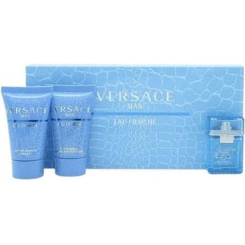 Versace Man Eau Fraiche подаръчен комплект за мъже Размер EDT 5 ml + 25 ml душ гел + 25 ml афтършейв балсам