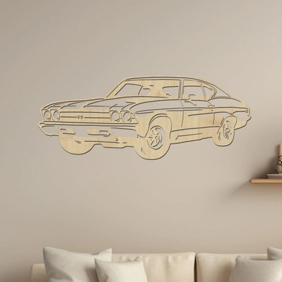 dřevo života Dřevěný obraz Chevrolet Chevelle SS F235 Rozměry (cm): 80x32, Zvolte barvu dekoru: Javor