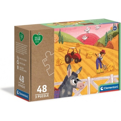 CLEMENTONI Play For Future Zvířata na farmě 3x48 dílků