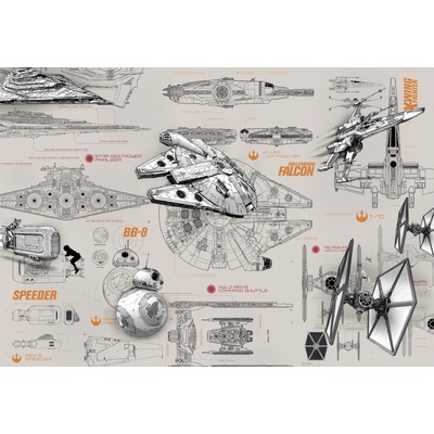 Komar 8-493 Obrazová fototapeta Star Wars vesmírná loď Blueprints rozměry 368 x 254 cm