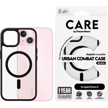 Panzer Гръб CARE by PanzerGlass за iPhone 15 Flagship MagSafe - Черна рамка