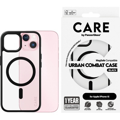 Panzer Гръб CARE by PanzerGlass за iPhone 15 Flagship MagSafe - Черна рамка