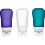 humangear GoToob+ Силиконова бутилка/касета за пътуване Опаковка от 3 100 ml прозрачна/лилава/тюркоазена (071103)