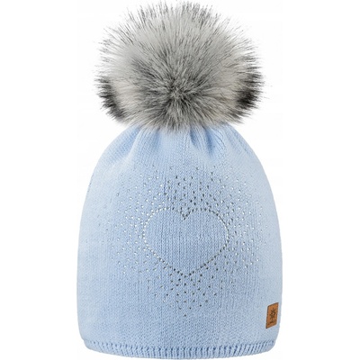 Fashionweek dámská zimní čepice s bambulí flísová podšívka Wool Heart Modrá