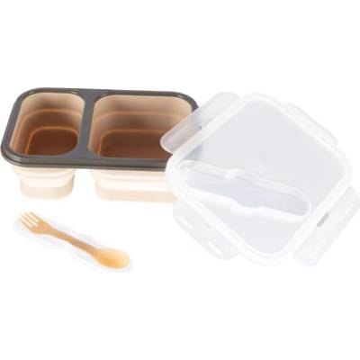 Silicone Lunch Box Large комплект за хранене Sand Beige 21x15 cm