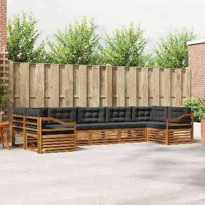 vidaXL Комплект дивани за открито 7 pcs Натурален и Антрацит (3374077)