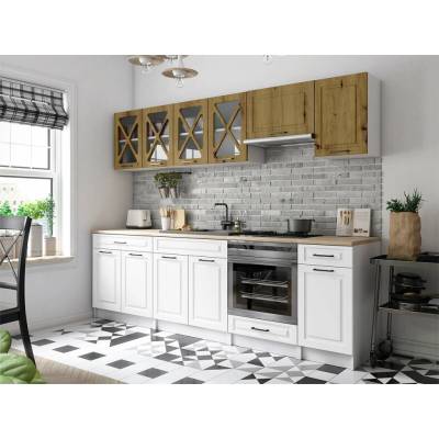 Fronti Fafor Kuchynská linka GERTRID 260cm Dub artisan + biela