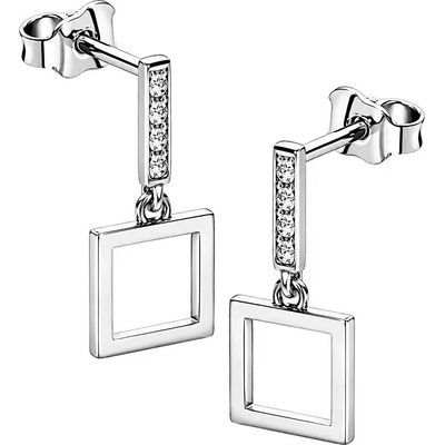 Zlaton Náušnice bílé zlato s kameny visací 1.2cm 0.8g 000452311235