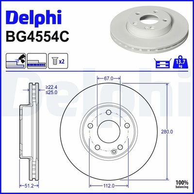 Brzdový kotúč DELPHI BG4554C