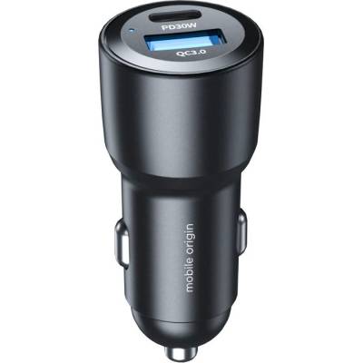 Зарядно за кола с USB-A и USB-C изходи с технология за бързо зареждане - Mobile Origin Dual Quick Car Charger 60W (черен) (FRL-CCH60W-01)