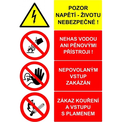 Walteco Pozor napětí, nehas vodou 210x297mm, formát A4, samolepka , 20023
