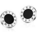 Troli oceľové náušnice s čiernym stredom KE-015