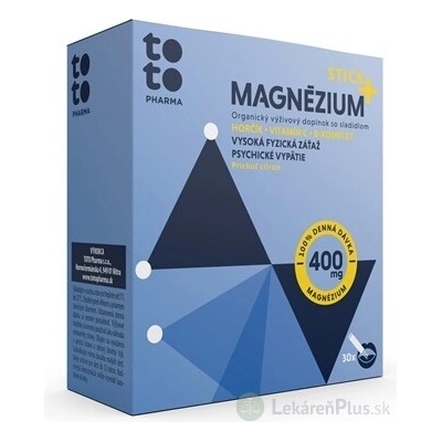 TOTO MAGNÉZIUM STICK+ 400 mg prášok vo vrecúškach horčík + vitamín C + B-komplex citrónová príchuť 30 ks