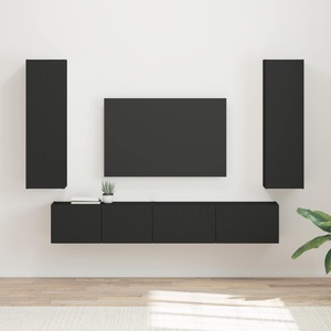 vidaXL Комплект ТВ шкаф 3 бр. Черно (3408980)
