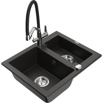 Mexen Carlos гранитна мивка с 1, 5 камери с кухненски смесител Дуо, (6518-75-671701-07)