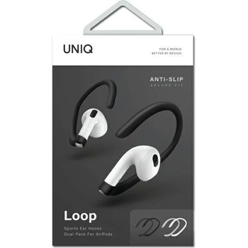 UNIQ Калъф UNIQ Loop кукучки, за ухо, за Apple AirPods, бял, черен, 2 броя (KXG0019427)