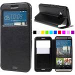 HTC One M9 Window Wallet Кожен Калъф и Протектор