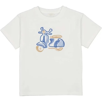 MAYORAL Тениска в бял цвят с къс ръкав веспа с бродерия за мини момче Mayoral