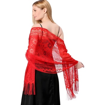 HARAHU Чипкован шал - Червен kp33774 (33774)