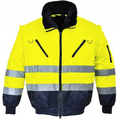PortWest PJ50 PILOT HI-VIS reflexní bunda žlutá/tmavě modrá 3v1 zimní
