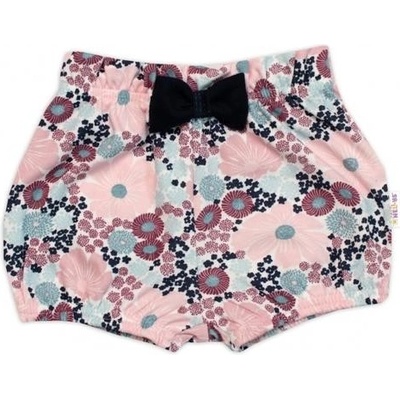 Baby Nellys Kraťásky s mašličkou Blooming Flowers bavlna růžové