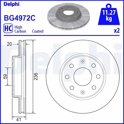 Brzdový kotúč (cena za 1ks) DELPHI BG4972C