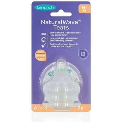 Lansinoh Комплект биберони Lansinoh - Natural wave, 2 броя, 3 м+ (L-75910)
