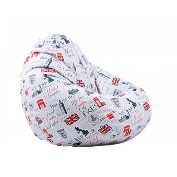 Image 1 of Pufrelax Пуф круша 320л. , Nirvana Grande, Good Old News, Водоустойчив, Перящ се калъф, Пълнеж от Полистиролни перли, принт