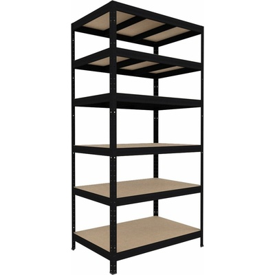Biedrax Regál do technickej miestnosti 50 x 90 x 180 cm, čierny, 6 políc MDF, 300 kg na policu