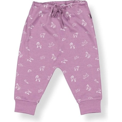 Little Flock of Horrors Dětské merino kalhoty Mauve Animal